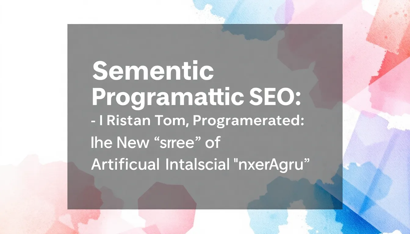 SEO PROGRAMMATICA SEMANTICA: LA NUOVA ERA DELL'INTELLIGENZA ARTIFICIALE